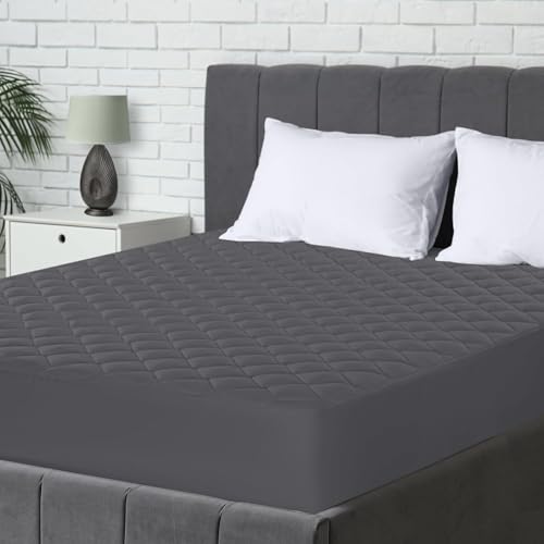 Utopia Bedding Gesteppter Matratzenschoner 180 x 200 cm, Spannmatratzenauflage, Tiefe Tasche Matratzenbezug dehnt Sich bis zu 38 cm (Grau) von Utopia Bedding