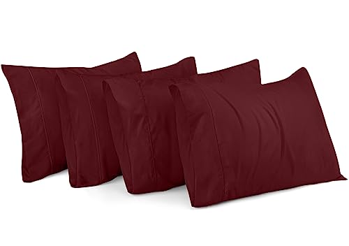 Utopia Bedding King-Kissenbezüge – 4er-Pack – Hotelverschluss – weicher, gebürsteter Mikrofaserstoff – schrumpf- und farbecht, Kissenbezüge, Kingsize, 20 X 40 Inches (Burgunderrot) von Utopia Bedding