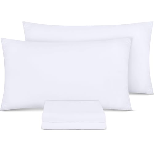 Utopia Bedding - Kissenbezug 50x75 4er Set - Kopfkissenbezug 50x75 aus 100% gebürsteter Mikrofaser mit Umschlagverschluss - Falten-, verblassen- und schmutzabweisende Kissenbezüge 50x75 - Weiß von Utopia Bedding