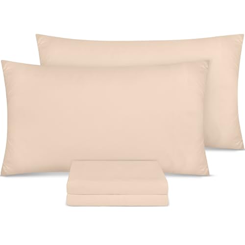 Utopia Bedding - Kissenbezug 50x75 4er Set - Kopfkissenbezug 50x75 aus 100% gebürsteter Mikrofaser mit Umschlagverschluss - Falten-, verblassen- und schmutzabweisende Kissenbezüge 50x75 - Beige von Utopia Bedding