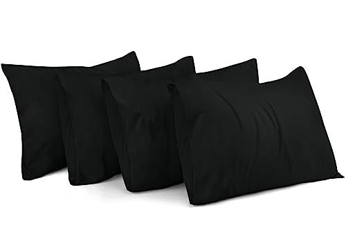 Utopia Bedding - Kissenbezug 30x50 4er Set - Kopfkissenbezug 30 x 50 aus 100% gebürsteter Mikrofaser mit Umschlagverschluss - Falten-, verblassen- und schmutzabweisende Kissenbezüge 30x50 - Schwarz von Utopia Bedding