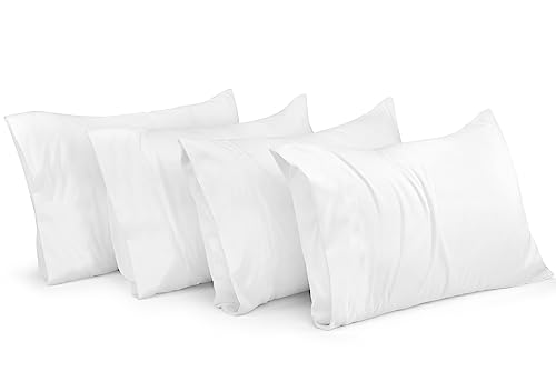 Utopia Bedding - Kissenbezug 40x60 4er Set - Kopfkissenbezug 40x60 aus 100% gebürsteter Mikrofaser mit Umschlagverschluss - Falten-, verblassen- und schmutzabweisende Kissenbezüge 40x60 - Weiß von Utopia Bedding