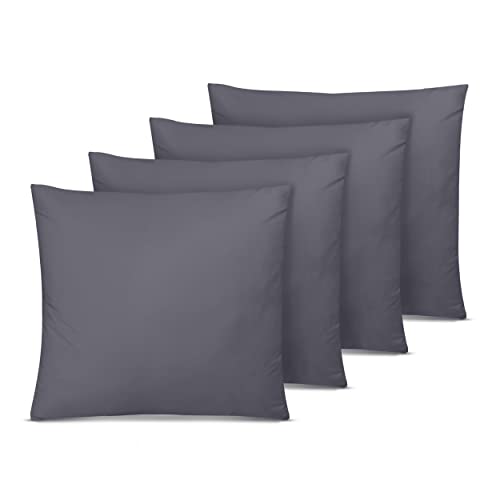 Utopia Bedding - Kissenbezug 45x45 4er Set - Kopfkissenbezug 45x45 aus 100% gebürsteter Mikrofaser mit Umschlagverschluss - Falten-, verblassen- und schmutzabweisende Kissenbezüge 45x45 - Grau von Utopia Bedding