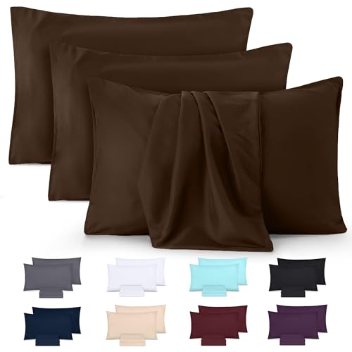 Utopia Bedding - Kissenbezug 50x75 4er Set - Kopfkissenbezug 50 x 75 aus 100% gebürsteter Mikrofaser mit Umschlagverschluss - Falten-, verblassen- und schmutzabweisende Kissenbezüge 50x75 - Braun Utopia Bedding - Kissenbezug 50x75 4er Set - Kopfkissenbezug 50 x 75 aus 100% gebürsteter Mikrofaser mit Umschlagverschluss - Falten-, verblassen- und schmutzabweisende Kissenbezüge 50x75 - Braun von Utopia Bedding