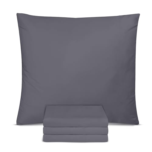 Utopia Bedding - Kissenbezug 65x65 4er Set - Kopfkissenbezug 65 x 65 aus 100% gebürsteter Mikrofaser mit Umschlagverschluss - Falten-, verblassen- und schmutzabweisende Kissenbezüge 65x65 - Grau Utopia Bedding - Kissenbezug 65x65 4er Set - Kopfkissenbezug 65 x 65 aus 100% gebürsteter Mikrofaser mit Umschlagverschluss - Falten-, verblassen- und schmutzabweisende Kissenbezüge 65x65 - Grau von Utopia Bedding