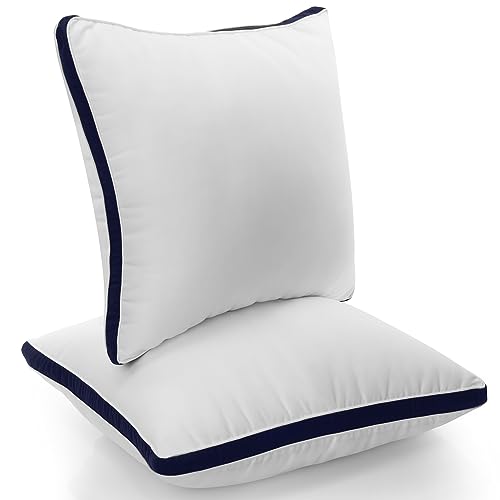 Utopia Bedding Kopfkissen (2er Set), 40 x 40 cm Schlafkissen, Gebürsteter Stoff Bezug Bettkissen, Premium Qualität Weich et Atmungsaktiv Kissen (Marineblau) von Utopia Bedding