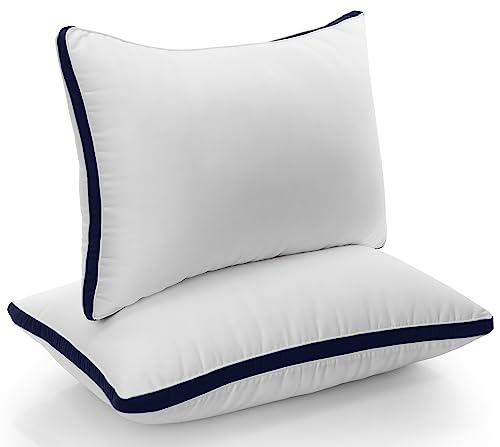 Utopia Bedding Kopfkissen (2er Set), 50 x 70 cm Schlafkissen, Gebürsteter Stoff Bezug Bettkissen, Premium Qualität Weich et Atmungsaktiv Kissen (Marineblau) von Utopia Bedding