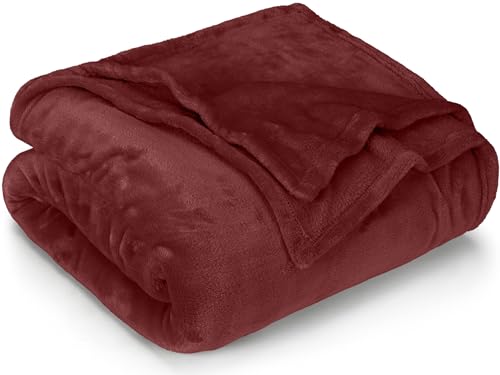 Utopia Bedding Kuschelige Fleecedecke Weiche, leichte, warme Flauschige Decke Kuschelige und atmungsaktive Decken für Bett Sofa Couch (220x240 cm), Burgundisch von Utopia Bedding