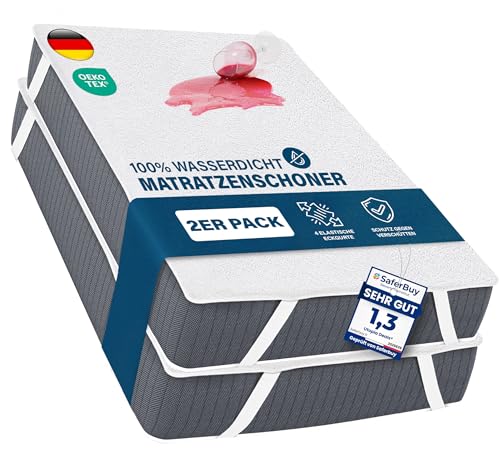 Utopia Bedding Matratzenschoner 140 x 200 cm (2er Pack) Wasserdicht, Mit Elastisch Eckbändern, Oeko-TEX Zertifiziert Matratzenauflage Atmungsaktive, Matratzenschutz Weiß von Utopia Bedding