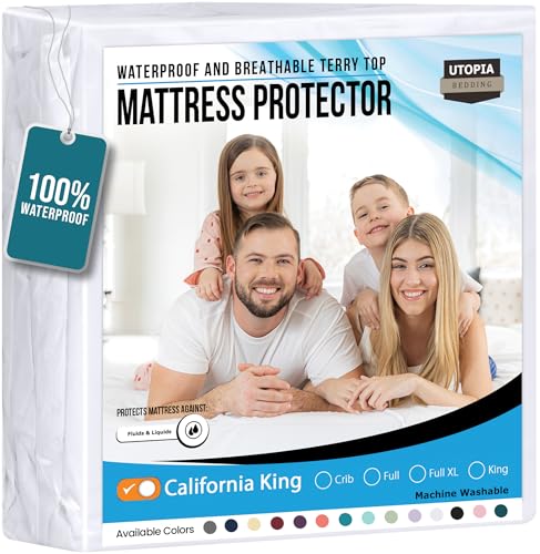Utopia Bedding Matratzenschoner 182 x 213 x 43 cm Wasserdicht, Oeko-TEX Zertifiziert Matratzenauflage Atmungsaktive, Matratzenschutz, Rundum Elastisch Weiß von Utopia Bedding