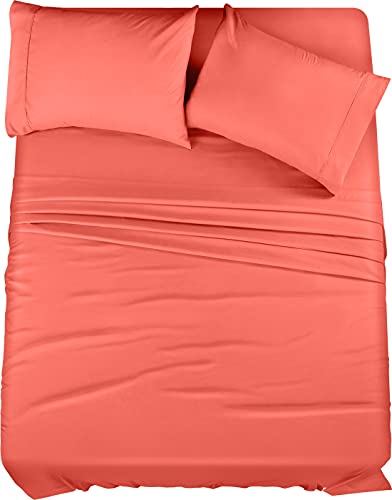 Utopia Bedding Queen-Bettwäsche-Set, 4-teilig, gebürstete Mikrofaser, schrumpft und lichtbeständig, pflegeleicht (Queen-Size-Bett, Koralle) von Utopia Bedding