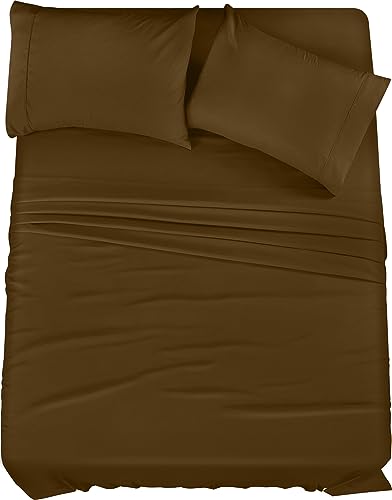 Utopia Bedding Queen-Bettwäsche-Set – 4-teiliges Bettwäsche-Set – gebürstete Mikrofaser – schrumpffrei und lichtbeständig – pflegeleicht (Queen, Mokka) von Utopia Bedding