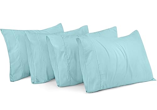 Utopia Bedding Queen-Kissenbezüge – 4er-Pack – Hotelverschluss – weich gebürstetes Mikrofasergewebe – schrumpffrei und lichtbeständige Kissenbezüge, Queen-Size-Größe 50,8 x 76,2 cm (Queen, Spa-Blau) von Utopia Bedding