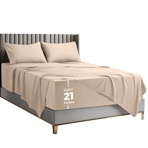 Utopia Bedding Bettlaken-Set für Doppelbetten, weiche Mikrofaser, 4-teilig, Hotel-Luxus-Bettlaken mit tiefen Taschen, bestickte Kissenbezüge, Spannbettlaken mit seitlicher Aufbewahrungstasche, Utopia Bedding Bettlaken-Set für Doppelbetten, weiche Mikrofaser, 4-teilig, Hotel-Luxus-Bettlaken mit tiefen Taschen, bestickte Kissenbezüge, Spannbettlaken mit seitlicher Aufbewahrungstasche, von Utopia Bedding