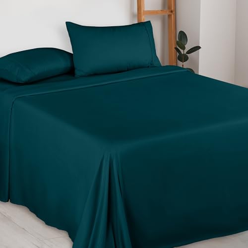 Utopia Bedding Queensize-Bettlaken-Set, gebürstete Mikrofaser, weiche Bettlaken für Queen-Size-Bett, luxuriöses Bettlaken mit Spannbetttuch, Bettlaken und 2 Kissenbezügen, tiefe Tasche (Blaugrün) von Utopia Bedding
