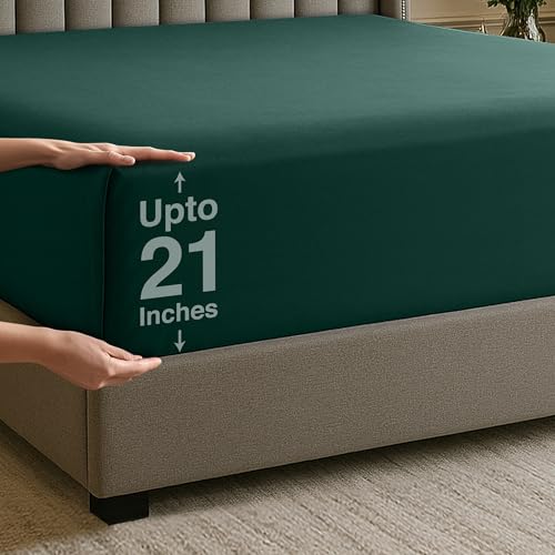 Utopia Bedding Queensize-Spannbetttuch mit extra tiefen Taschen, passend für Matratzen bis zu 53,3 cm, schrumpf- und farbbeständig, pflegeleicht, nur 1 Spannbetttuch mit tiefen Taschen, Smaragdgrün Utopia Bedding Queensize-Spannbetttuch mit extra tiefen Taschen, passend für Matratzen bis zu 53,3 cm, schrumpf- und farbbeständig, pflegeleicht, nur 1 Spannbetttuch mit tiefen Taschen, Smaragdgrün von Utopia Bedding