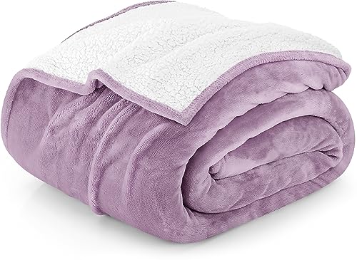 Utopia Bedding Sherpa-Decke, King-Size, Lila, 228 x 250 cm, 480 g/m², dicke, warme Plüsch-Fleece, wendbare Decke für Bett, Sofa, Couch, Camping und Reisen von Utopia Bedding