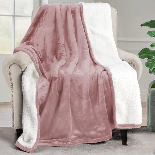 Utopia Bedding Sherpa Decke [Rosa Rosa, 152x127 cm] - 480GSM Thick Warm Plüsch Fleece Wendedecke für Bett, Sofa, Couch, Camping und Reisen von Utopia Bedding