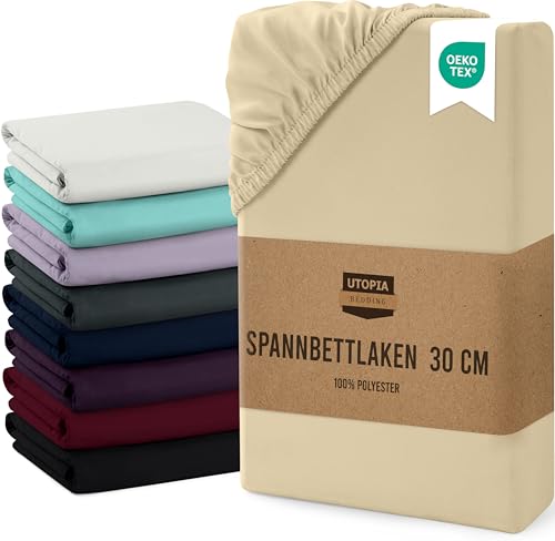 Utopia Bedding - Spannbettlaken 140x200cm Bis 30 cm - Beige - Gebürstete Mikrofaser Spannbetttuch - Oeko Tex Standard 100 Utopia Bedding - Spannbettlaken 140x200cm Bis 30 cm - Beige - Gebürstete Mikrofaser Spannbetttuch - Oeko Tex Standard 100 von Utopia Bedding