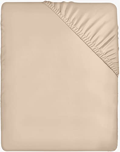 Utopia Bedding - Spannbettlaken 140x200cm - Beige - Gebürstete Polyester-Mikrofaser Spannbetttuch - 35 cm Tiefe Tasche von Utopia Bedding