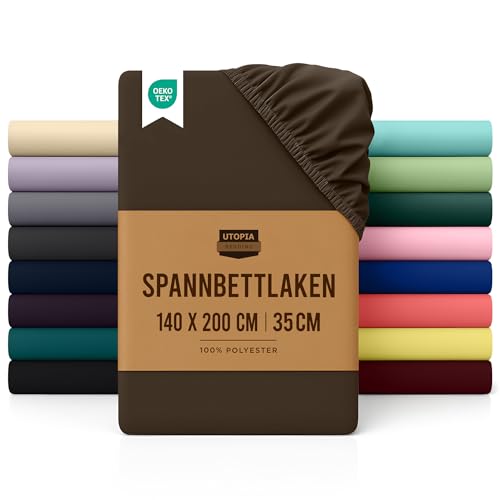 Utopia Bedding - Spannbettlaken 140x200cm - Braun - Oeko-Tex Zertifiziertes Gebürstete Polyester-Mikrofaser Spannbetttuch - 35 cm Tiefe Tasche Utopia Bedding - Spannbettlaken 140x200cm - Braun - Oeko-Tex Zertifiziertes Gebürstete Polyester-Mikrofaser Spannbetttuch - 35 cm Tiefe Tasche von Utopia Bedding