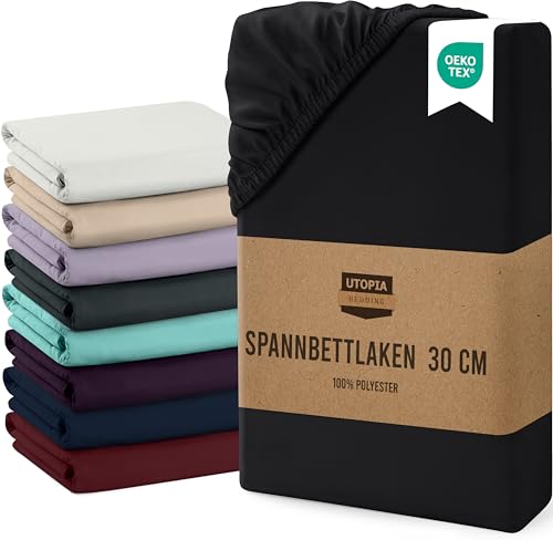 Utopia Bedding - Spannbettlaken 200x200cm Bis 30 cm - Schwarz - Gebürstete Mikrofaser Spannbetttuch - Oeko Tex Standard 100 Utopia Bedding - Spannbettlaken 200x200cm Bis 30 cm - Schwarz - Gebürstete Mikrofaser Spannbetttuch - Oeko Tex Standard 100 von Utopia Bedding