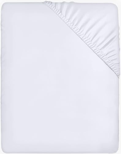 Utopia Bedding - Spannbettlaken 200x220cm - Weiß - Gebürstete Mikrofaser Spannbetttuch - 35 cm Tiefe Tasche von Utopia Bedding