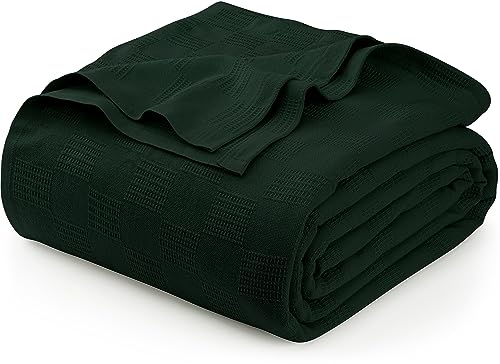 Utopia Bedding Waldgrüne Decke aus 100% Baumwolle, Twin-Size, 228 x 183 cm, 350 g/m², leichte, weiche und atmungsaktive Thermodecke für alle Jahreszeiten von Utopia Bedding