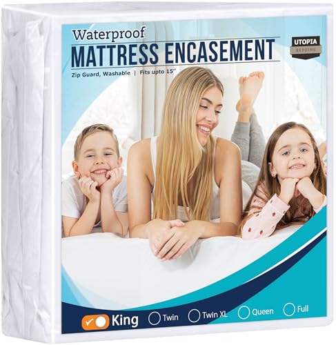 Utopia Bedding Matratzenschoner mit Reißverschluss, 100% wasserdicht, gegen Bettwanzen und Milben, saugfähiger sechsseitiger Matratzenbezug von Utopia Bedding