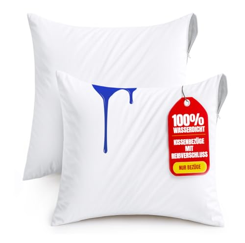 Utopia Bedding Wasserdichter Kissenbezug 50x50 cm (2er Set) mit Reißverschluss, Kissenschoner, Oeko-TEX Zertifiziert Kissenhülle von Utopia Bedding