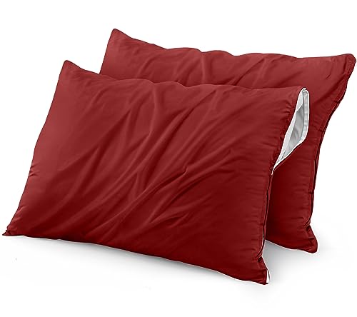 Utopia Bedding Wasserdichter Kissenbezug mit Reißverschluss (2 Stück) King Red – Bettwanzensichere Kissenhülle 50,8 x 96,5 cm von Utopia Bedding