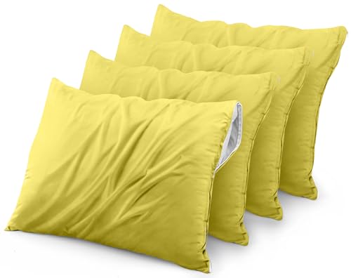 Utopia Bedding Wasserdichter Kissenbezug mit Reißverschluss (4 Stück) Queen Yellow – Bettwanzensichere Kissenhülle 50,8 x 71,1 cm von Utopia Bedding