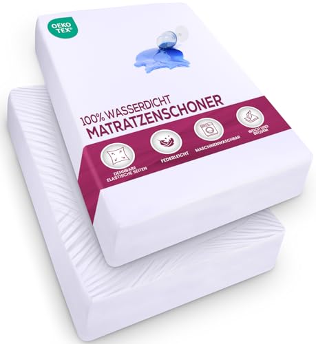 Utopia Bedding Wasserdichter Matratzenschoner, 180 x 200, für Matratzen bis zu 30 cm Höhe, Leichter und Weicher Jersey-Matratzenbezug mit Dehnbaren Seiten - weiß von Utopia Bedding