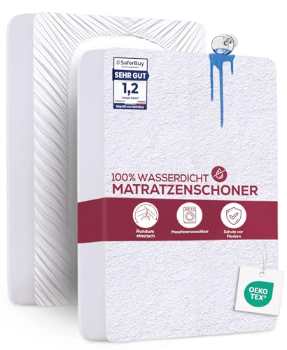 Utopia Bedding Matratzenschoner 70 x 140 x 15 cm Wasserdicht, Oeko-TEX Zertifiziert Matratzenauflage Atmungsaktive, Matratzenschutz, Rundum Elastisch Weiß von Utopia Bedding
