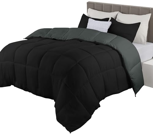 Utopia Bedding Wendebett 230x260 cm, weiche Mikrofaser Bettdecke Schwarz Grau von Utopia Bedding