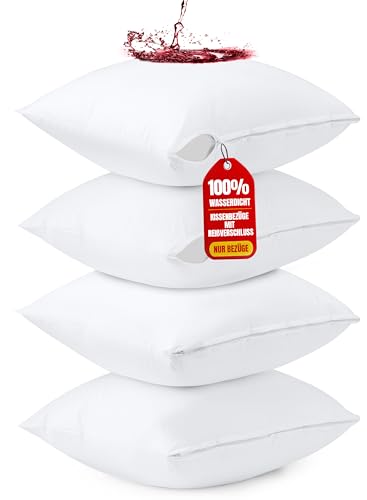 Utopia Bedding wasserdichte Kissenbezüge 65 x 65 cm - 4er-Pack - Kissenschoner Mit Reißverschluss - Anti-Bettkäfer-Kissenbezüge Utopia Bedding wasserdichte Kissenbezüge 65 x 65 cm - 4er-Pack - Kissenschoner Mit Reißverschluss - Anti-Bettkäfer-Kissenbezüge von Utopia Bedding