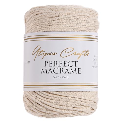 Utopia Crafts Perfect Macrame Cord 3mm - 200g (Natural Beige) von Utopia Crafts