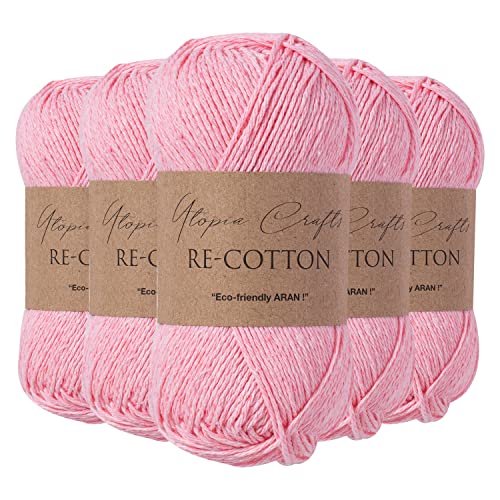 Utopia Crafts Re-Cotton Strickgarn, 5 x 100 g, Hellrosa von Utopia Crafts