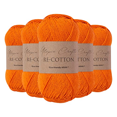 Utopia Crafts Re-Cotton Strickgarn, 5 x 100 g, (Kürbisorange) von Utopia Crafts