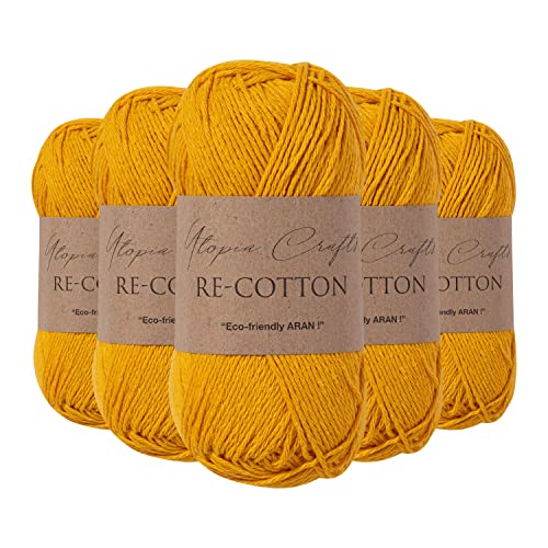 Utopia Crafts Re-Cotton Strickgarn, 5 x 100 g (Gelb Orange) von Utopia Crafts