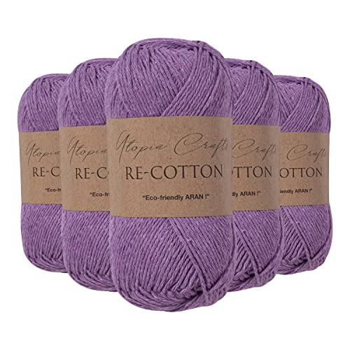 Utopia Crafts Re-Cotton Strickgarn, 5 x 100 g (Muted Purple) von Utopia Crafts