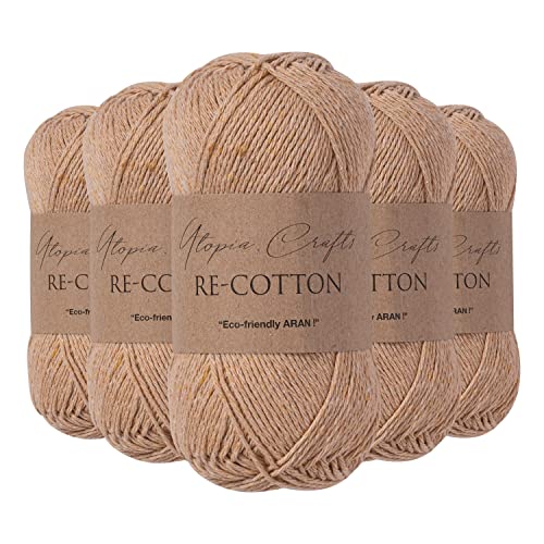 Utopia Crafts Re-Cotton Strickgarn, 5 x 100 g (Helltaupe) von Utopia Crafts