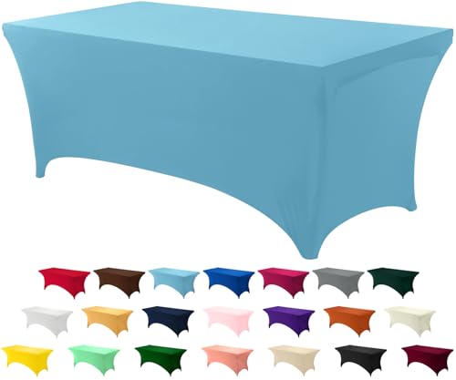 Utopia Kitchen Spandex-Tischdecke 1 Packung [6FT, Blauer Nebel] Waschbare und knitterfreie rechteckige Stretch-Tischdecke für Veranstaltungen, Hochzeiten, Bankette und Partys [183Lx76Wx76H] cm von Utopia Kitchen