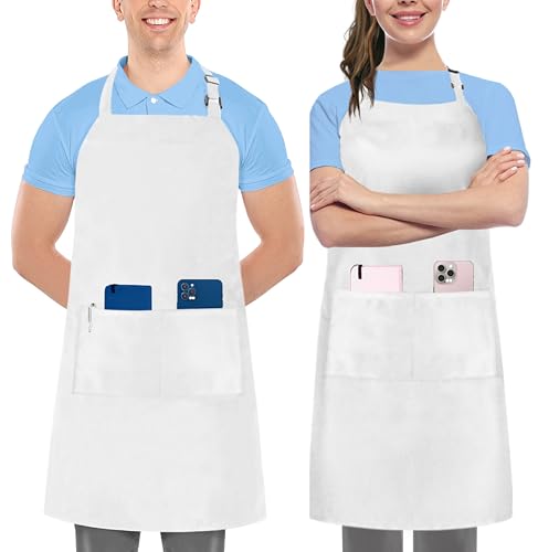 Utopia Kitchen 2er Pack Unisex Grillschürze mit geräumigen Taschen Verstellbare Latzschürzen für Männer und Frauen ideal für Köche Kochen Grillen und Backen Blau von Utopia Kitchen
