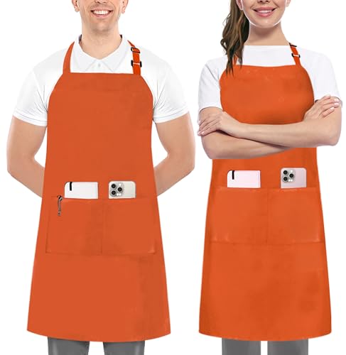 Utopia Kitchen 2 x orangefarbene Latzschürzen mit extra langen Bändern von Utopia Kitchen