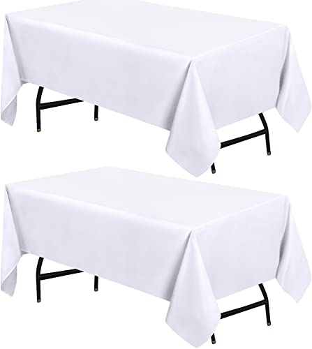 Utopia Kitchen Polyester Tischdecke 152 x 213 cm (2er-Pack, weiß) Maschinenwaschbare Tischdecke Ideal für Partys, Veranstaltungen, Hochzeiten und Restaurants (60 x 84 Zoll) von Utopia Kitchen