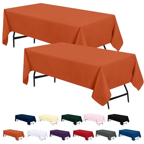 Utopia Kitchen Polyester Tischdecke 152x213 cm (2er-Pack, Orange) Maschinenwaschbare Tischdecke Ideal für Partys, Veranstaltungen, Hochzeiten und Restaurants von Utopia Kitchen