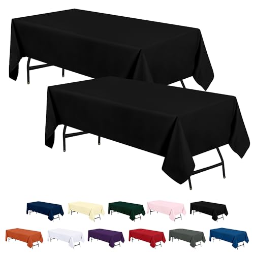 Utopia Kitchen Polyester Tischdecke 228x335 cm (2er-Pack, Schwarz) Maschinenwaschbare Tischdecke Ideal für Partys, Veranstaltungen, Hochzeiten und Restaurants von Utopia Kitchen
