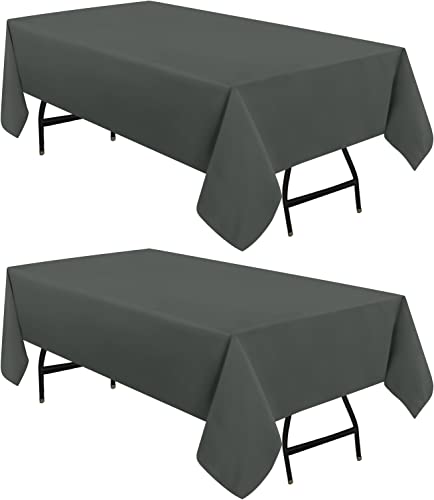 Utopia Kitchen Polyester Tischdecke - 52x86 Zoll (132x218 cm) Tischdecke - In der Maschine waschbar - Ideal für Partys, Veranstaltungen, Hochzeiten und Restaurants (2er-Pack, Grau) von Utopia Kitchen