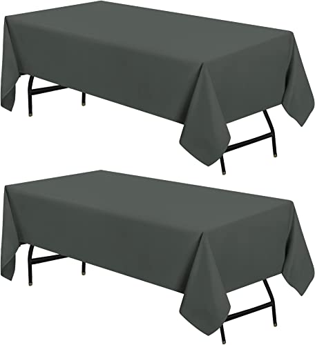 Utopia Kitchen Polyester Tischdecke - 55x95 Zoll (140x240 cm) Tischdecke - In der Maschine waschbar - Ideal für Partys, Veranstaltungen, Hochzeiten und Restaurants (2er-Pack, Grau) von Utopia Kitchen